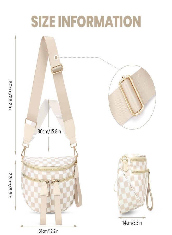 Lushandy Checkered Bum Bag For Women - Nylon Crossbody Purse - Large Belt Bag - Mom Diaper Bag - Travel - Image 5