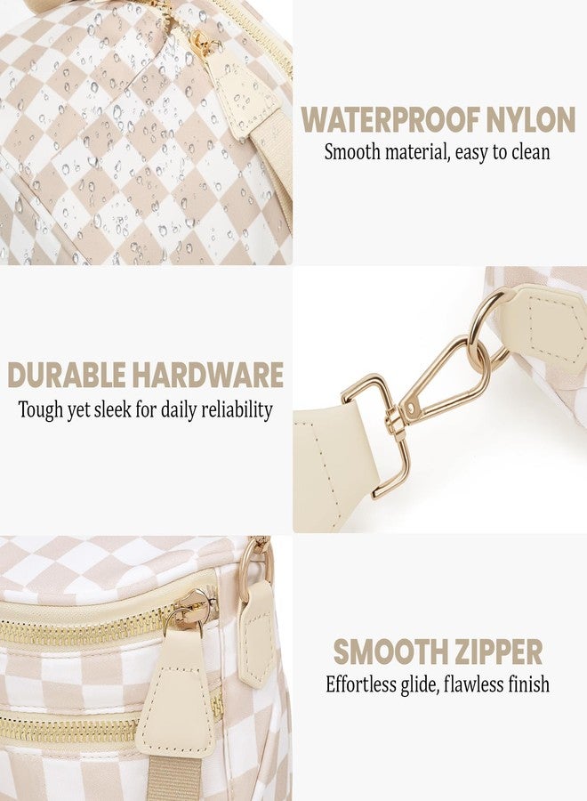 Lushandy Checkered Bum Bag For Women - Nylon Crossbody Purse - Large Belt Bag - Mom Diaper Bag - Travel - Image 3
