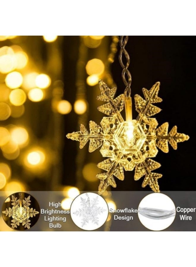 GGEROU Snowflake String Lights 13.12ft/4M LED Snowflake Icicle Lights with 19 Drops,8 Modes Connectable Window Curtain Fairy Light, Warm Light, Solar Power - Image 3
