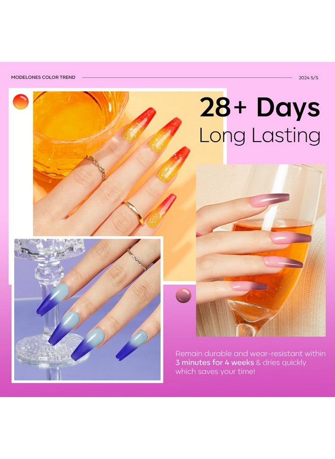 modelones - Color Changing Gel Nail Polish 6 Colors Summer Pink Blue Purple Orange Neon Mood Temperature Change Gel Polish Set Soak Off Diy Home Nail Art Gift - Image 1