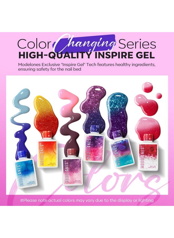 modelones - Color Changing Gel Nail Polish 6 Colors Summer Pink Blue Purple Orange Neon Mood Temperature Change Gel Polish Set Soak Off Diy Home Nail Art Gift - Image 1