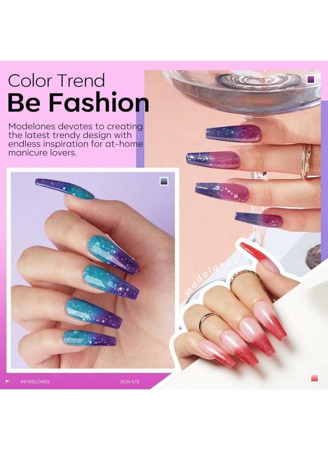 modelones - Color Changing Gel Nail Polish 6 Colors Summer Pink Blue Purple Orange Neon Mood Temperature Change Gel Polish Set Soak Off Diy Home Nail Art Gift - Image 1