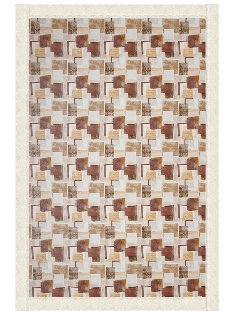Clasiko Flowered Anti Slip Rectangular Dining Table Cover 6 Seater Dark Brown Checks with Dots 60x90 InchesPolyvinyl Chloride Pack of 1 - Image 5