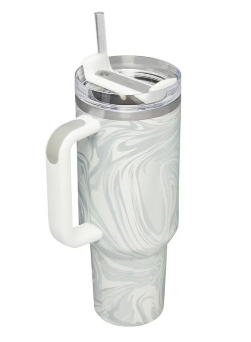 Stanley Stanley cup H2.0 Stainless Steel with Lid and Straw for Water Iced Tea,Coffee and Smoothie,Polar Swirl,40 oz  - Image 2