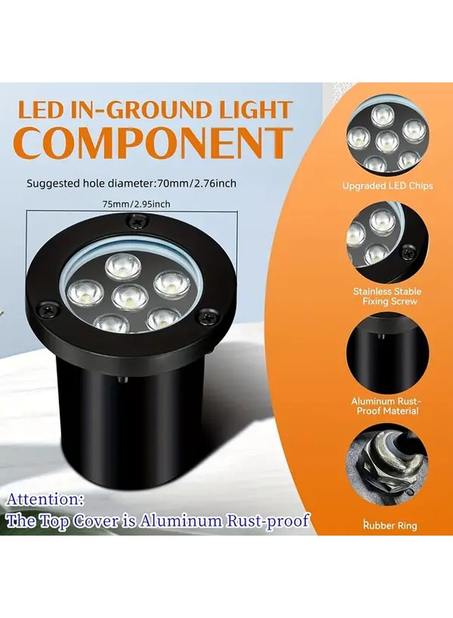 4 قطع 6 واط أبيض دافئ أضواء المناظر الطبيعية LED الأرضية منخفضة الجهد IP67 مقاوم للماء - Image 4