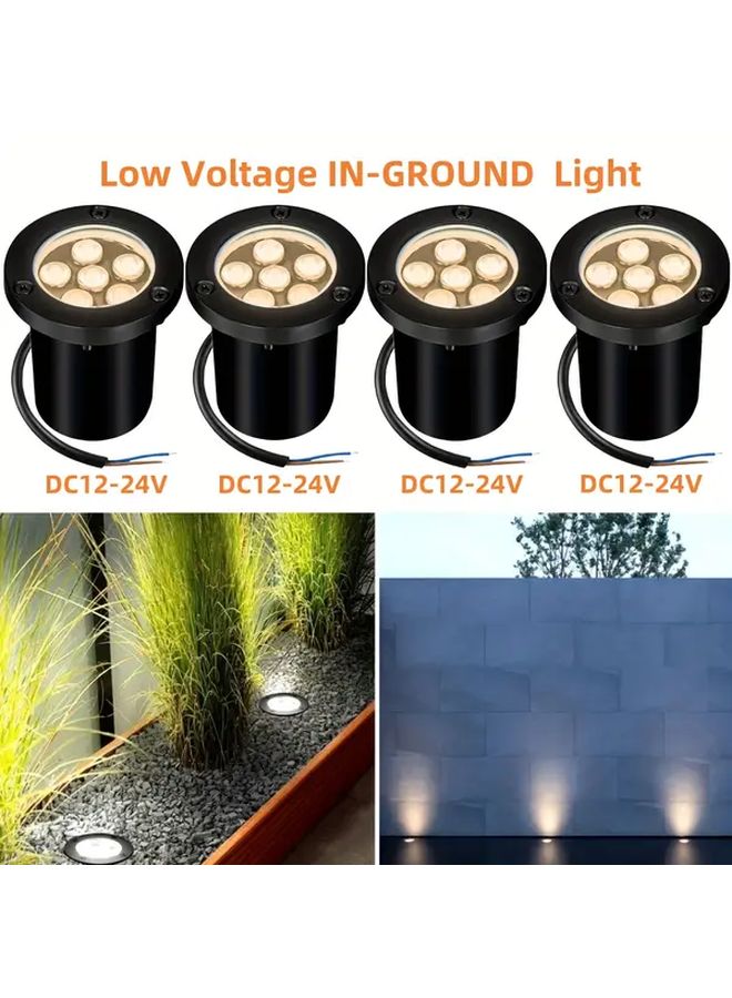 4 قطع 6 واط أبيض دافئ أضواء المناظر الطبيعية LED الأرضية منخفضة الجهد IP67 مقاوم للماء - Image 2