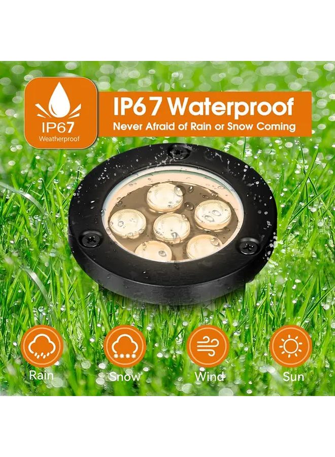 4 قطع 6 واط أبيض دافئ أضواء المناظر الطبيعية LED الأرضية منخفضة الجهد IP67 مقاوم للماء - Image 5