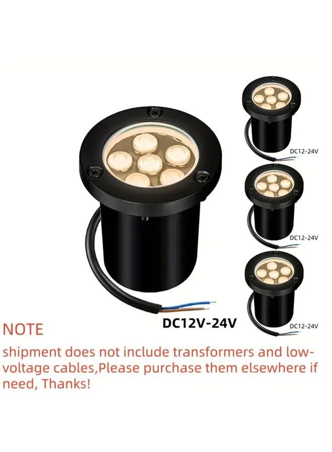 4 قطع 6 واط أبيض دافئ أضواء المناظر الطبيعية LED الأرضية منخفضة الجهد IP67 مقاوم للماء - Image 1