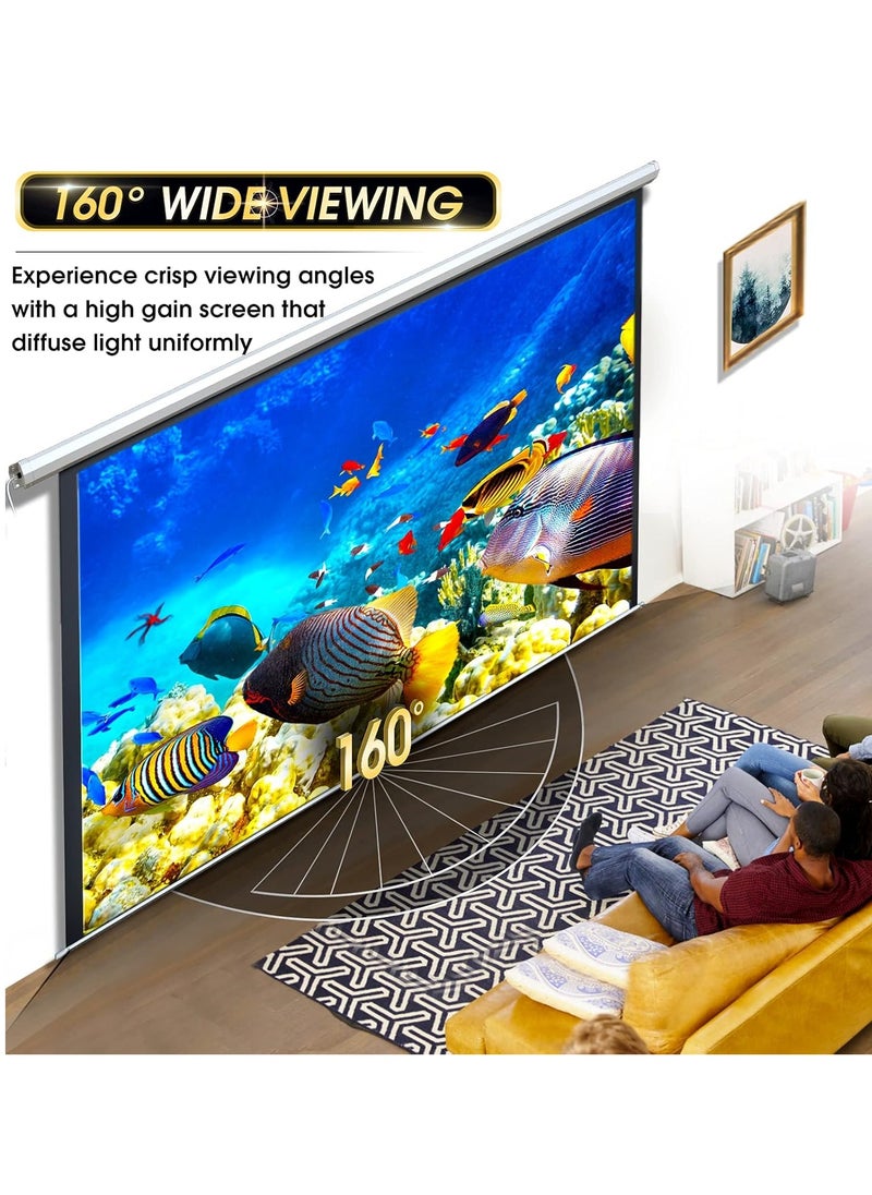 FlashHawk - 100 Inch 16:9 Wall Mount Electric Projector Screen Motorized Projection Curtain with Remote Control For Business/School/Office/Meeting - Image 1