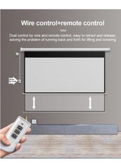 FlashHawk 100 Inch 16:9 Wall Mount Electric Projector Screen Motorized Projection Curtain with Remote Control For Business/School/Office/Meeting  - Image 3