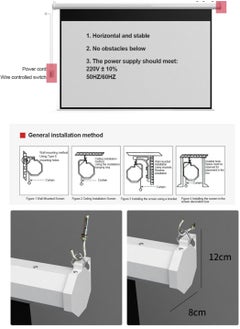 FlashHawk 100 Inch 16:9 Wall Mount Electric Projector Screen Motorized Projection Curtain with Remote Control For Business/School/Office/Meeting  - Image 4