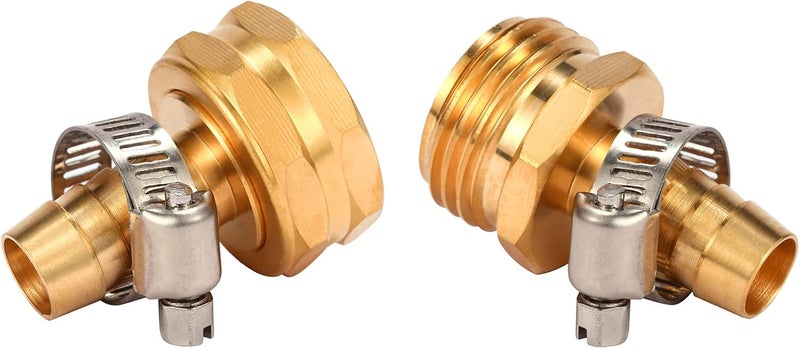 Sanpaint Brass Garden Hose Connector Repair Mender Kit with Stainless Clamp,Fits 1/2" Water Hose Fitting,2 Sets(1/2" Barb x 3/4" GHT) - Image 4