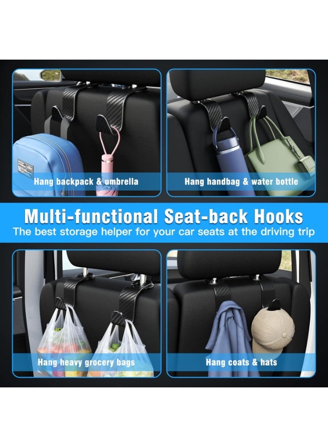 4-Pack مشابك وسادة رأس السيارة لتنظيم تخزين الحقائب والأحذية والعبوات – تحمل 55 رطلاً مع دوران 360 درجة تصميم بسيط باللون الأسود مخطط. - Image 4