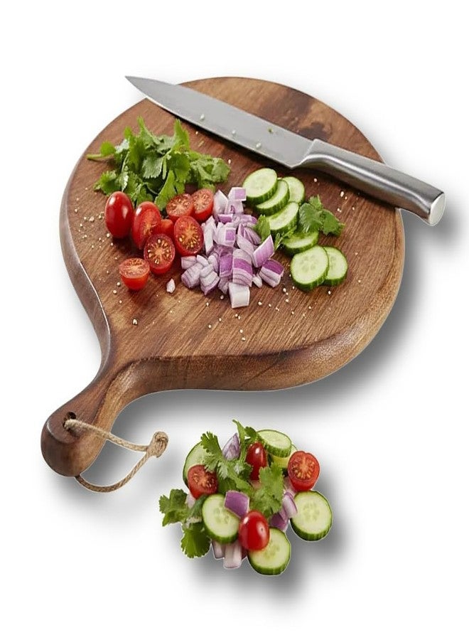 THEHEARTWILL® Premium Round Mango Wood Chopping Board | Multipurpose Wooden Cutting Board for Kitchen | Serving Platter | Pizza Tray | Charcuterie Board | Ideal Gift for Mom & Wife - Image 1