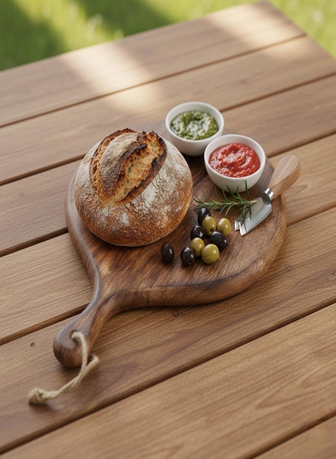 THEHEARTWILL® Premium Round Mango Wood Chopping Board | Multipurpose Wooden Cutting Board for Kitchen | Serving Platter | Pizza Tray | Charcuterie Board | Ideal Gift for Mom & Wife - Image 2