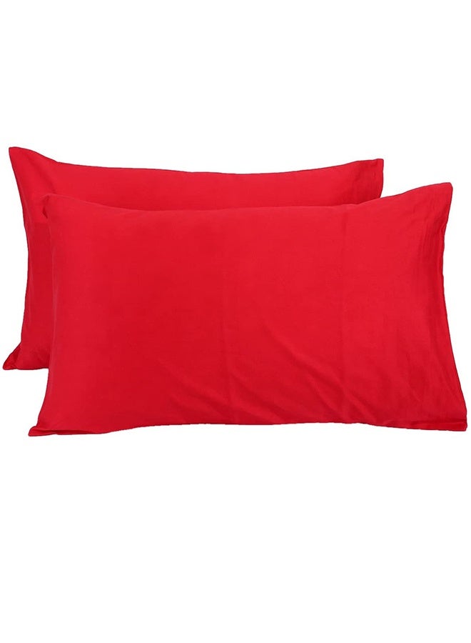 snooze Flat bed sheet set  3Pcs, bed sheet 220*235 cm+ 2 free pillowcases, Red - Image 5