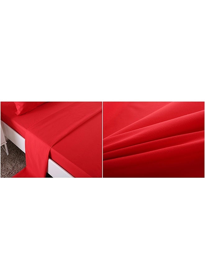 snooze Flat bed sheet set  3Pcs, bed sheet 220*235 cm+ 2 free pillowcases, Red - Image 3