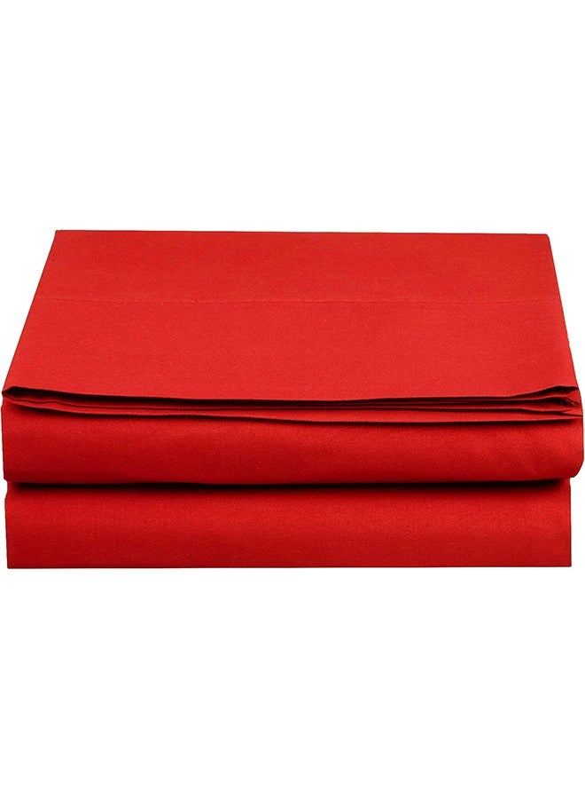 snooze Flat bed sheet set  3Pcs, bed sheet 220*235 cm+ 2 free pillowcases, Red - Image 2