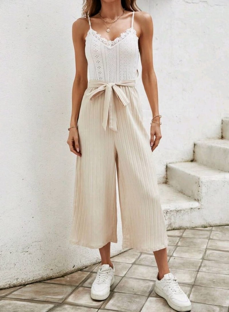 Shein SHEIN Frenchy Women's Romantic Elegant Texture Fabric Jumpsuit, Concert Outfit With Holiday Style - Image 1