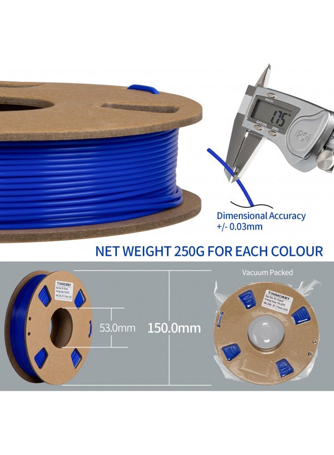 TINMORRY PLA 3D Printer Filament Bundle, TINMORRY Ultra Silk+ PLA Filament 1.75mm, 3D Printing Filament 250g x 5 Colors Pack, Gold+Silver+Copper+Bronze+Iron Black, Net Weight 1.25kg - Image 4