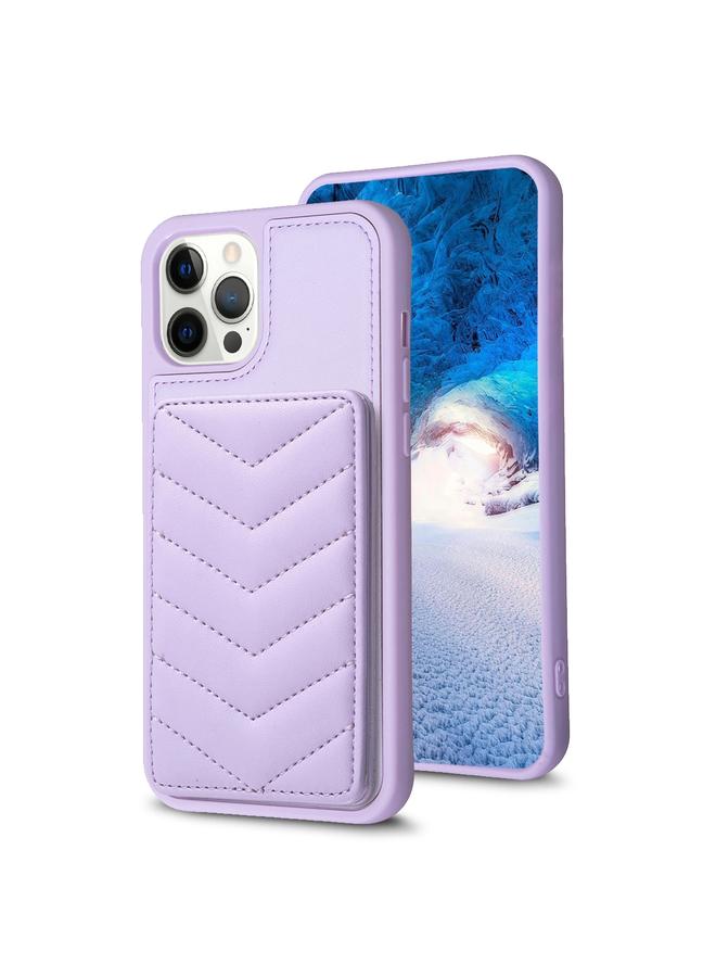 Zaboon Case For iPhone 12 Pro Max BF26 Wave Pattern Card Bag Holder Phone Case - Image 1