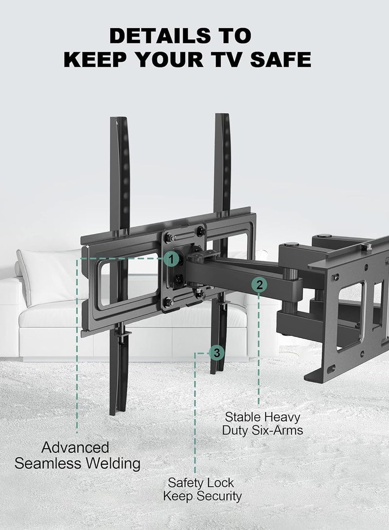 ELTRAZONE Full Motion TV Wall Mount Bracket for 26-55 Inch LED, LCD, OLED TVs – Dual Articulating Swivel Arms, Tilts & Rotates, Max VESA 400x400mm, Holds up to 99 lbs – Adjustable TV Mount for Home Theater & Living Room - Image 3