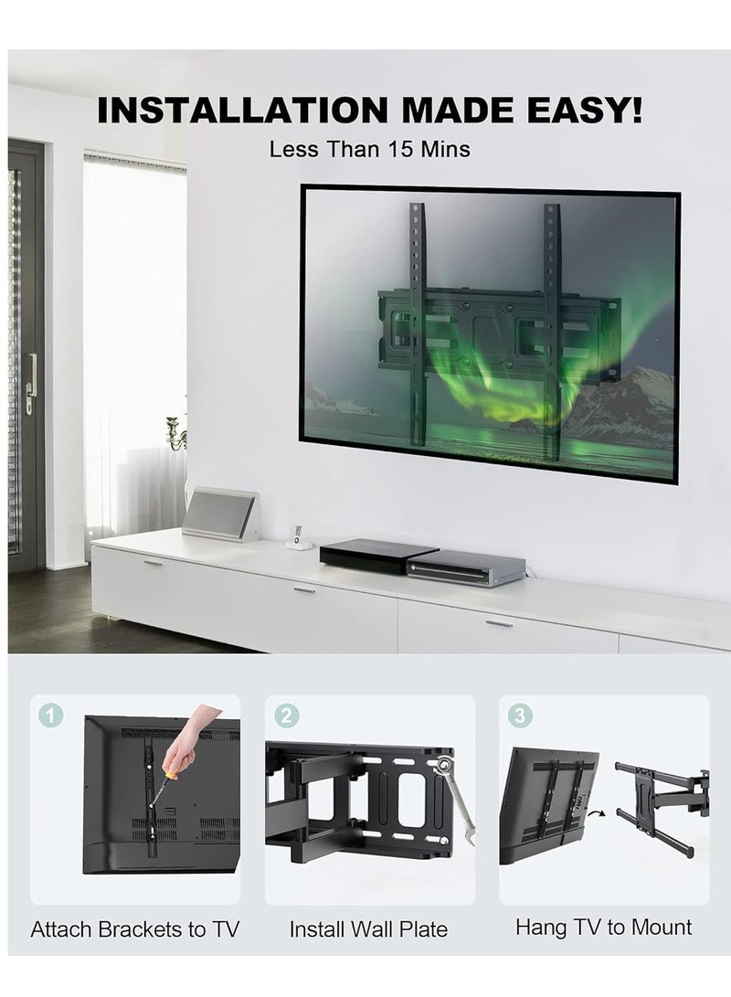 ELTRAZONE Full Motion TV Wall Mount Bracket for 26-55 Inch LED, LCD, OLED TVs – Dual Articulating Swivel Arms, Tilts & Rotates, Max VESA 400x400mm, Holds up to 99 lbs – Adjustable TV Mount for Home Theater & Living Room - Image 5