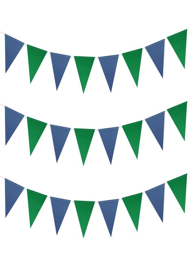 Meetppy 3 Pack Navy Blue Green Double Sided Paper Triangle Banner Flag Banner Pennant Garland Streamers for Golf Party Decorations Baby Shower Birthday Wedding Christmas Graduation - Image 3