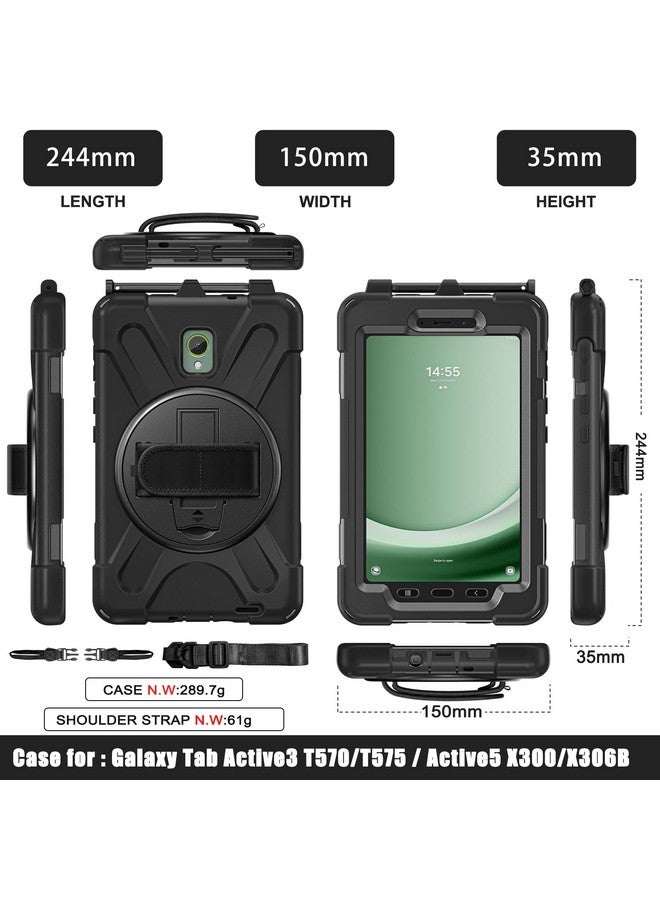 rantice Rantice Samsung Galaxy Tab Active5/Active 3 8.0 Case, with 360 Stand, Handle Hand Strap & Shoulder Strap for Galaxy Tab Active5 8" 2024 X300/X307, Active3 8" 2020 T570/T575/T577 (Black)  - Image 2