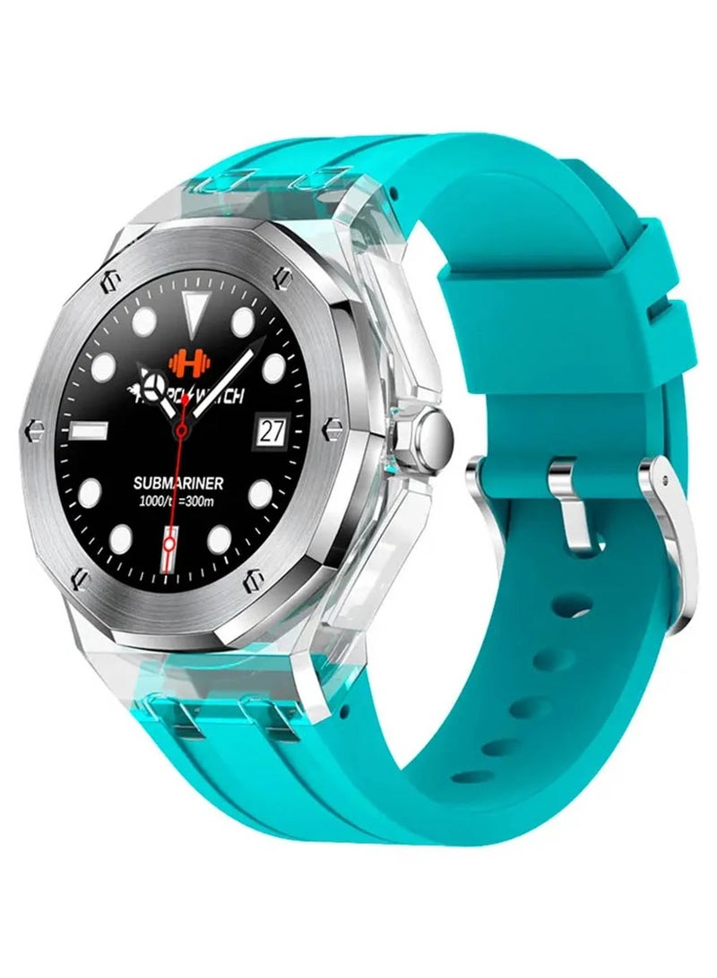 هوكو ساعة ذكية HOCO Y13 مقاس 1.09 بوصة بلوتوث 5.0 هيكل من الستانلس ستيل مع حافظة كريستالية للرجال تدعم مراقبة النوم الرياضية لون أزرق سماوي - Image 1