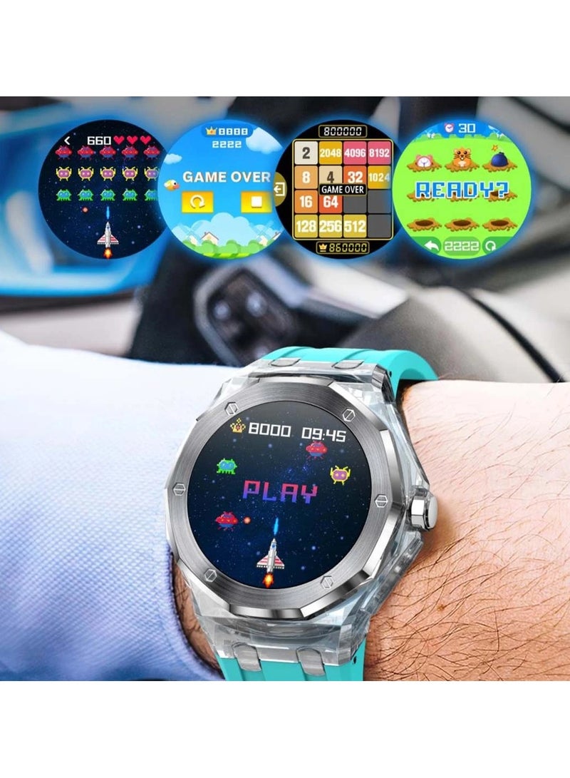 هوكو ساعة ذكية HOCO Y13 مقاس 1.09 بوصة بلوتوث 5.0 هيكل من الستانلس ستيل مع حافظة كريستالية للرجال تدعم مراقبة النوم الرياضية لون أزرق سماوي - Image 2