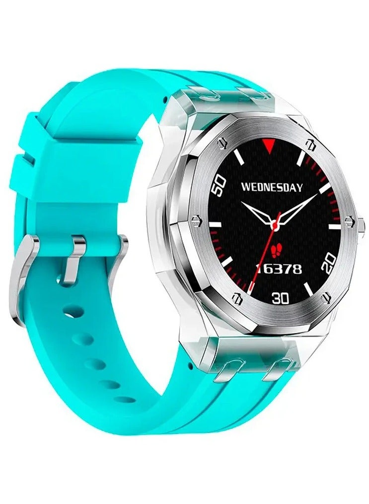 هوكو ساعة ذكية HOCO Y13 مقاس 1.09 بوصة بلوتوث 5.0 هيكل من الستانلس ستيل مع حافظة كريستالية للرجال تدعم مراقبة النوم الرياضية لون أزرق سماوي - Image 3