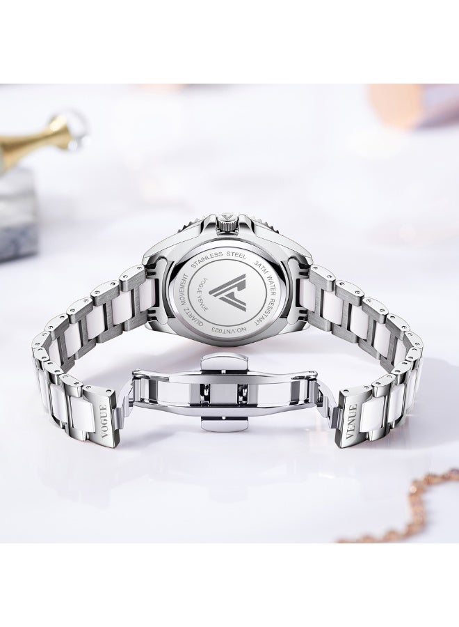 VOGUE VENUE VANTÉ Series Elegant Crystal-Encrusted Silver Women’s Watch with Date Window by VOGUE VENUE-VNT023 - Image 4