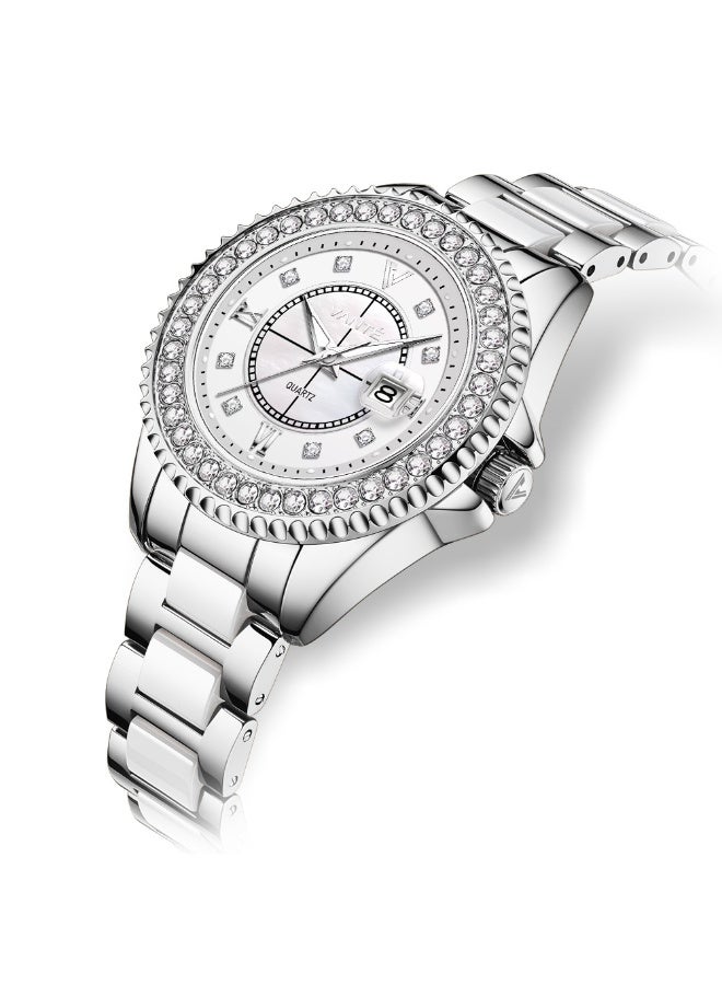 VOGUE VENUE VANTÉ Series Elegant Crystal-Encrusted Silver Women’s Watch with Date Window by VOGUE VENUE-VNT023 - Image 2
