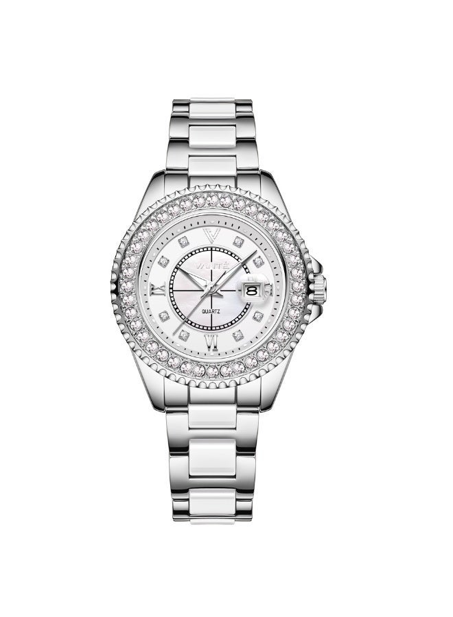VOGUE VENUE VANTÉ Series Elegant Crystal-Encrusted Silver Women’s Watch with Date Window by VOGUE VENUE-VNT023 - Image 1