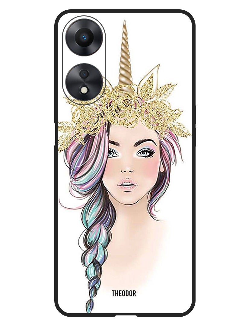 Theodor Protective Case Anti Scratch Shock Proof Bumper Cover For Oppo F23 5G Golden Unicorn Girl - Image 1