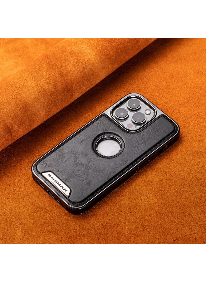 Generic - High-grade Business Leather Suitable For IPhone16PRO Mobile Phone Case Leakage Label Magnetic Apple 15 Electroplating Anti-drop-Color:Gray-Applicable Model:iPhone15PRO - Image 1