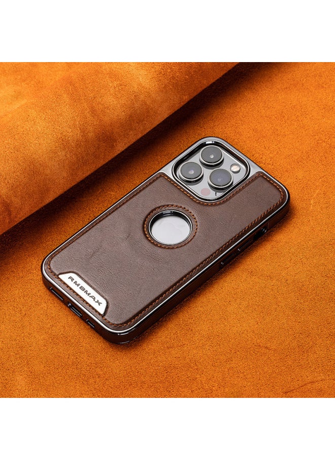 Generic - High-grade Business Leather Suitable For IPhone16PRO Mobile Phone Case Leakage Label Magnetic Apple 15 Electroplating Anti-drop-Color:Gray-Applicable Model:iPhone15PRO - Image 1