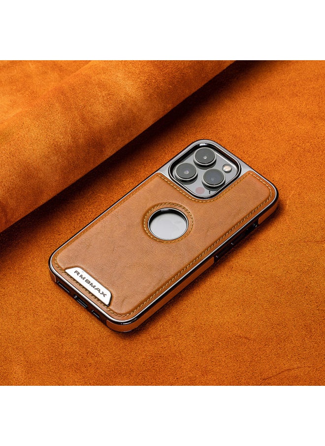 Generic - High-grade Business Leather Suitable For IPhone16PRO Mobile Phone Case Leakage Label Magnetic Apple 15 Electroplating Anti-drop-Color:Gray-Applicable Model:iPhone15PRO - Image 1