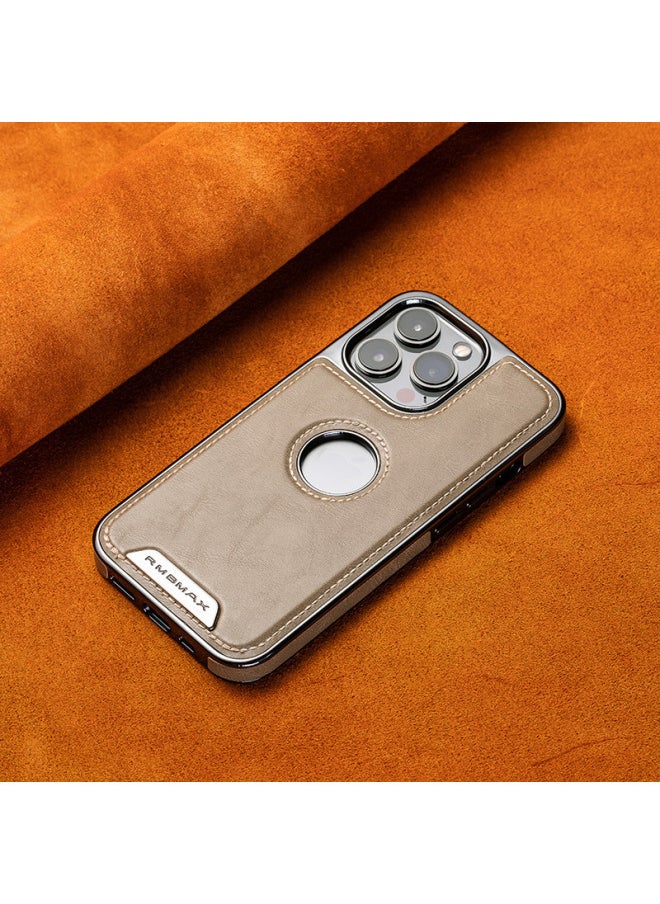 Generic - High-grade Business Leather Suitable For IPhone16PRO Mobile Phone Case Leakage Label Magnetic Apple 15 Electroplating Anti-drop-Color:Gray-Applicable Model:iPhone15PRO - Image 1