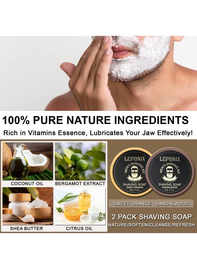 LEPONIX Straight Razor Shaving Kit Includes 2 Packs Shaving Soap Straight Edge Razor Shaving Cream Shaving Brush And Shaving Bowl Shaving Unique Gifts Set Stocking Stuffers For Men Him Dad (Sweat Orange) - Image 4