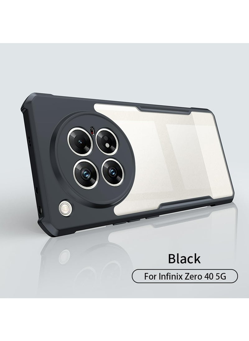 Infinix Zero 40 5G Case Cover, Ultra-Thin Lightweight Cover Soft TPU Bumper, Acrylic Clear Back Mobile Phone Case Cover For Infinix Zero 40 5G, Black