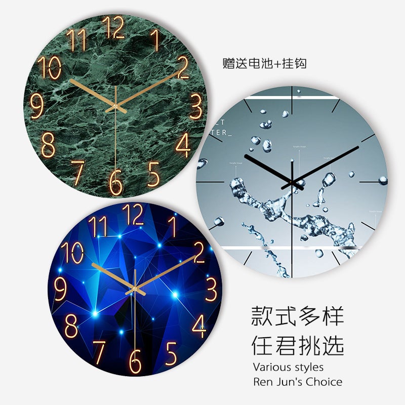 [30 Styles Optional] Tempered Glass Living Room Home Wall Clock Quartz Clock Wall Watch Silent Bedroom Clock - Image 5