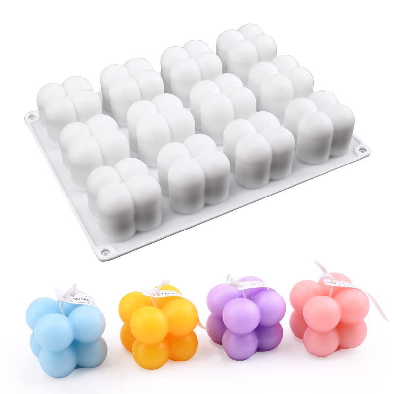 3D Bubble Candle Molds  12 Cavity Bubble Cube Silicone Mold for Candles Soap Making Bubble Cake Mold for Baking Mousse Cake Dessert Jelly Ice Cream