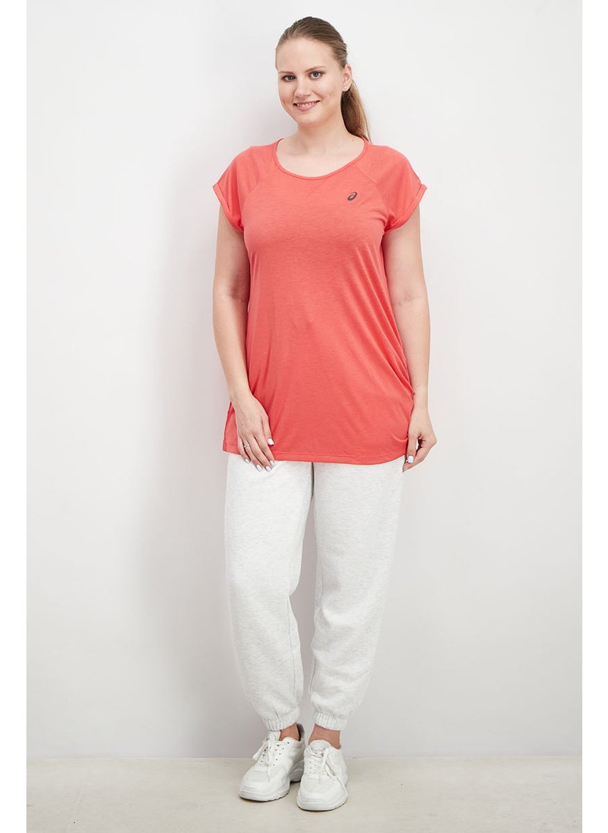 Asics - Women Regular Fit Brand Logo Training Top , Hibiscus - Image 1