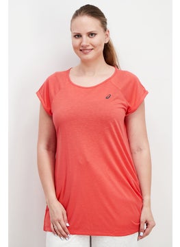 Women Regular Fit Brand Logo Training Top , Hibiscus
