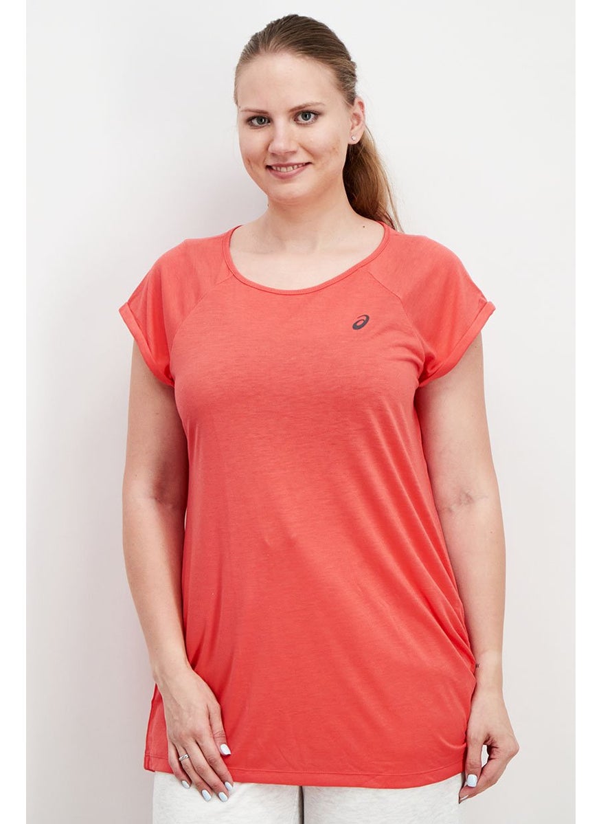 Asics - Women Regular Fit Brand Logo Training Top , Hibiscus - Image 1