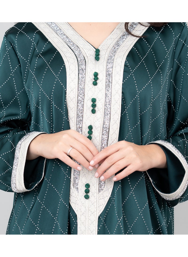 اكسا جلابية كريستال ميستيك  أخضر - Image 4