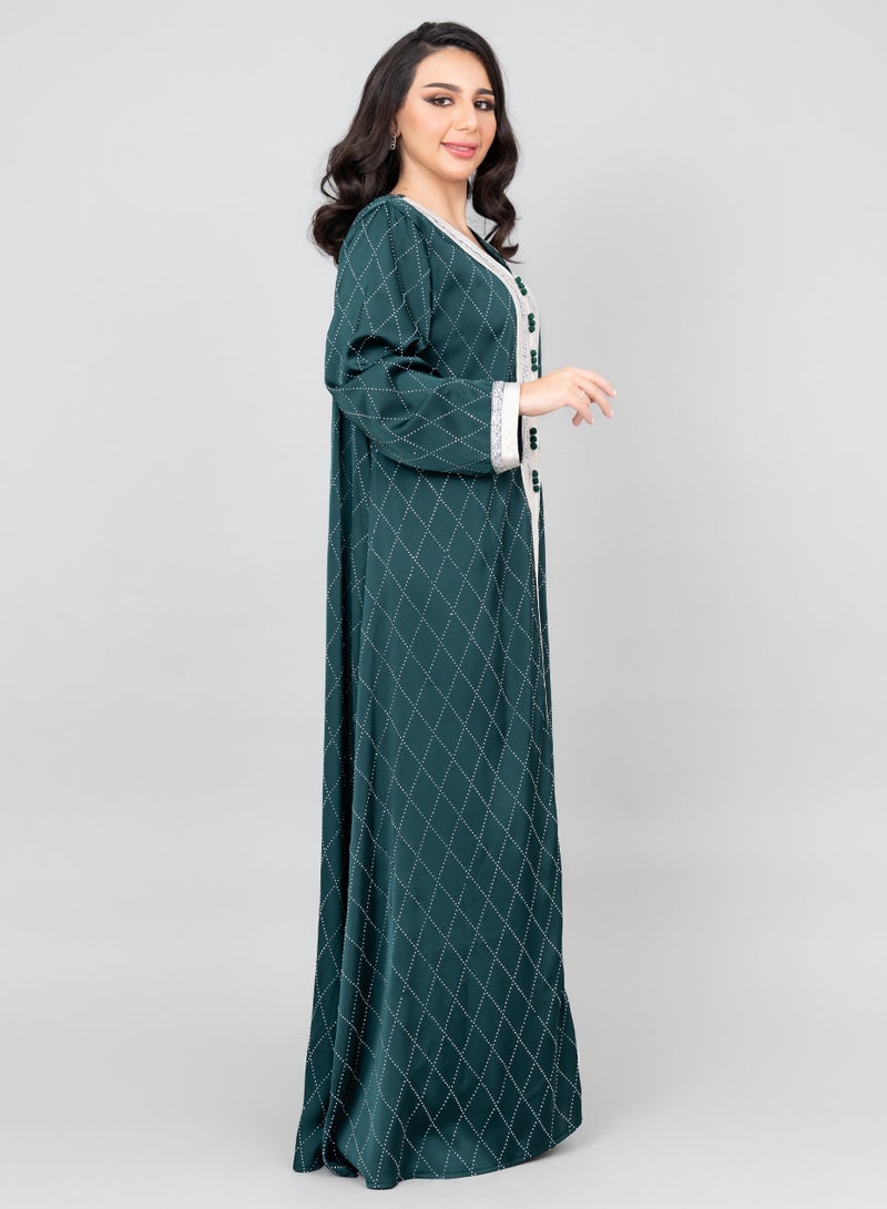 اكسا جلابية كريستال ميستيك  أخضر - Image 3