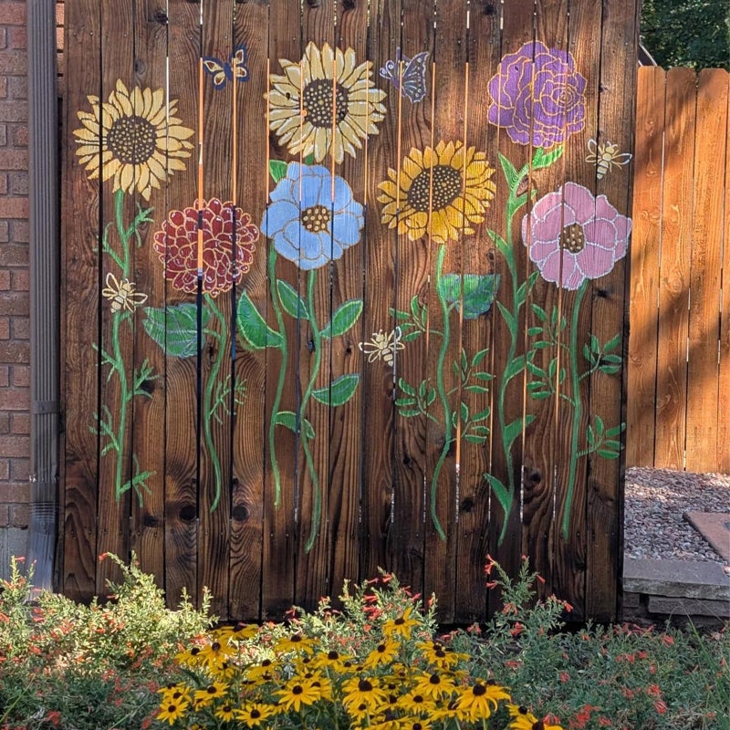 TWINKLEMON 12PCS Large Flower Stencils for Painting on Wood 12 x 12 Inch Giant Wall Stencil with Brushes Large Pattern Floral Stencils Sunflower Paint Stencil for Walls Garden Fence Furniture Fabric - Image 4
